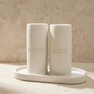 2 פמוטי שבת שלום + מגש