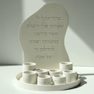 סט ברכת הדלקת נרות + מגש + 8 פמוטים
